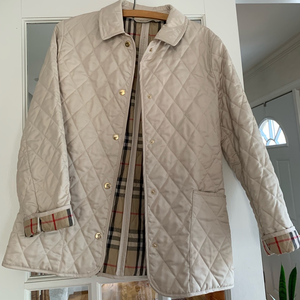 Burberry quilted diamond jacket coat - cream XS